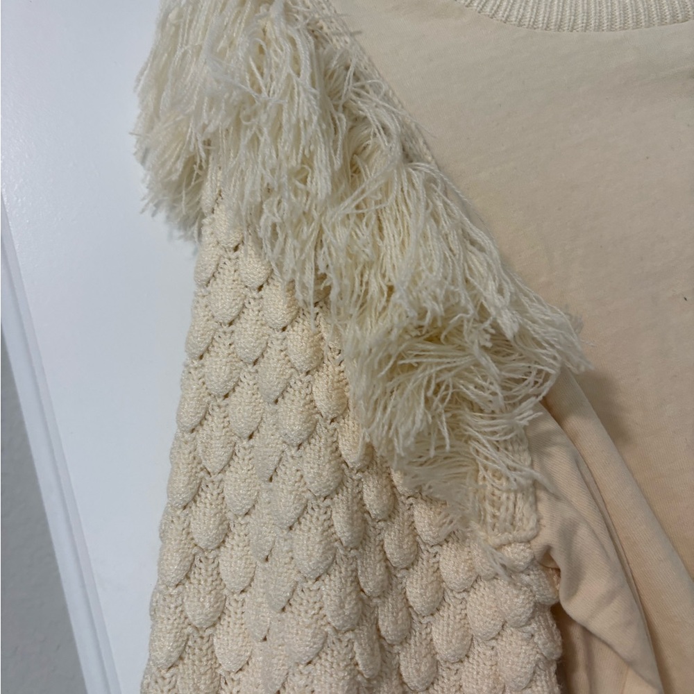 Anthropologie Cream Puff-Sleeve Knit Sweater - Cream - Picture 4 of 6
